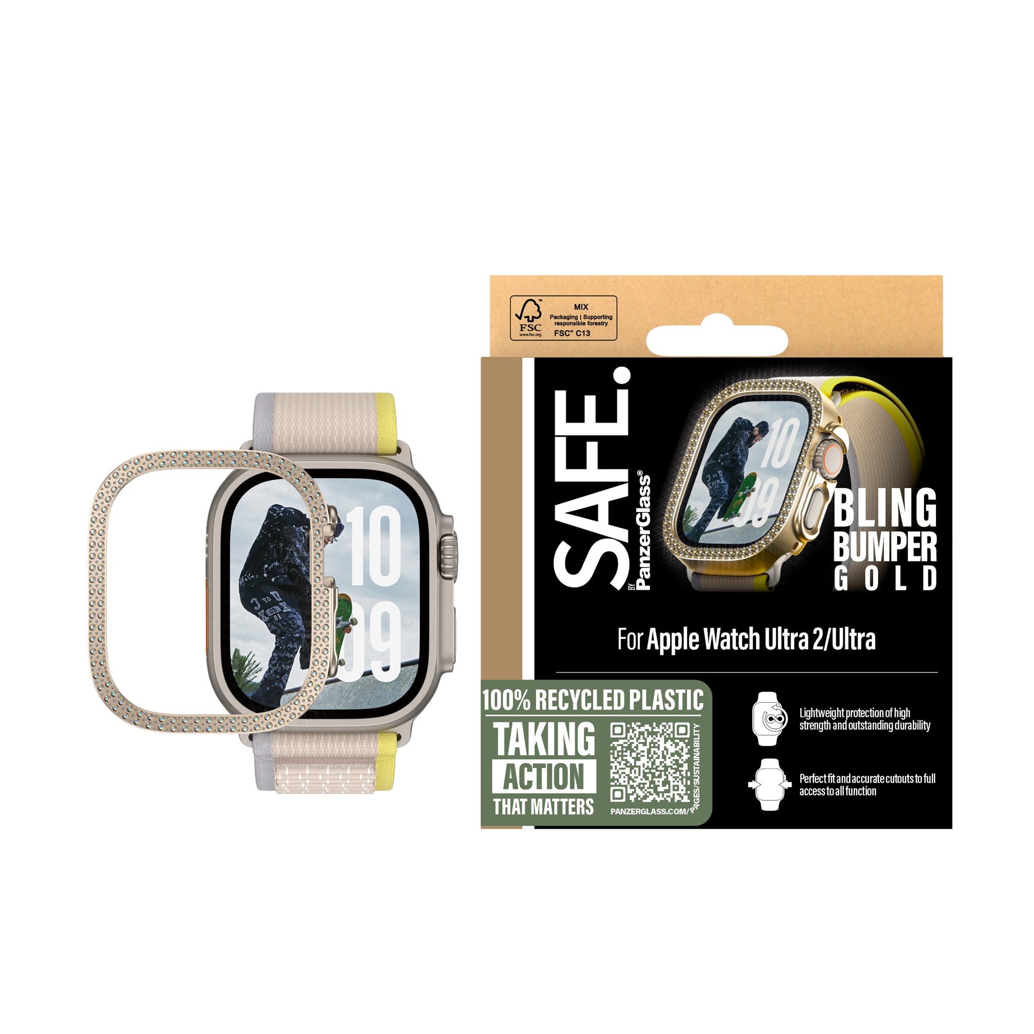SAFE. by PanzerGlass® Bling Bumper Gold Apple Watch Ultra 3 | Ultra 2 | Ultra | 49mm